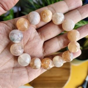 12mm Cherry Flower Agate Bracelet